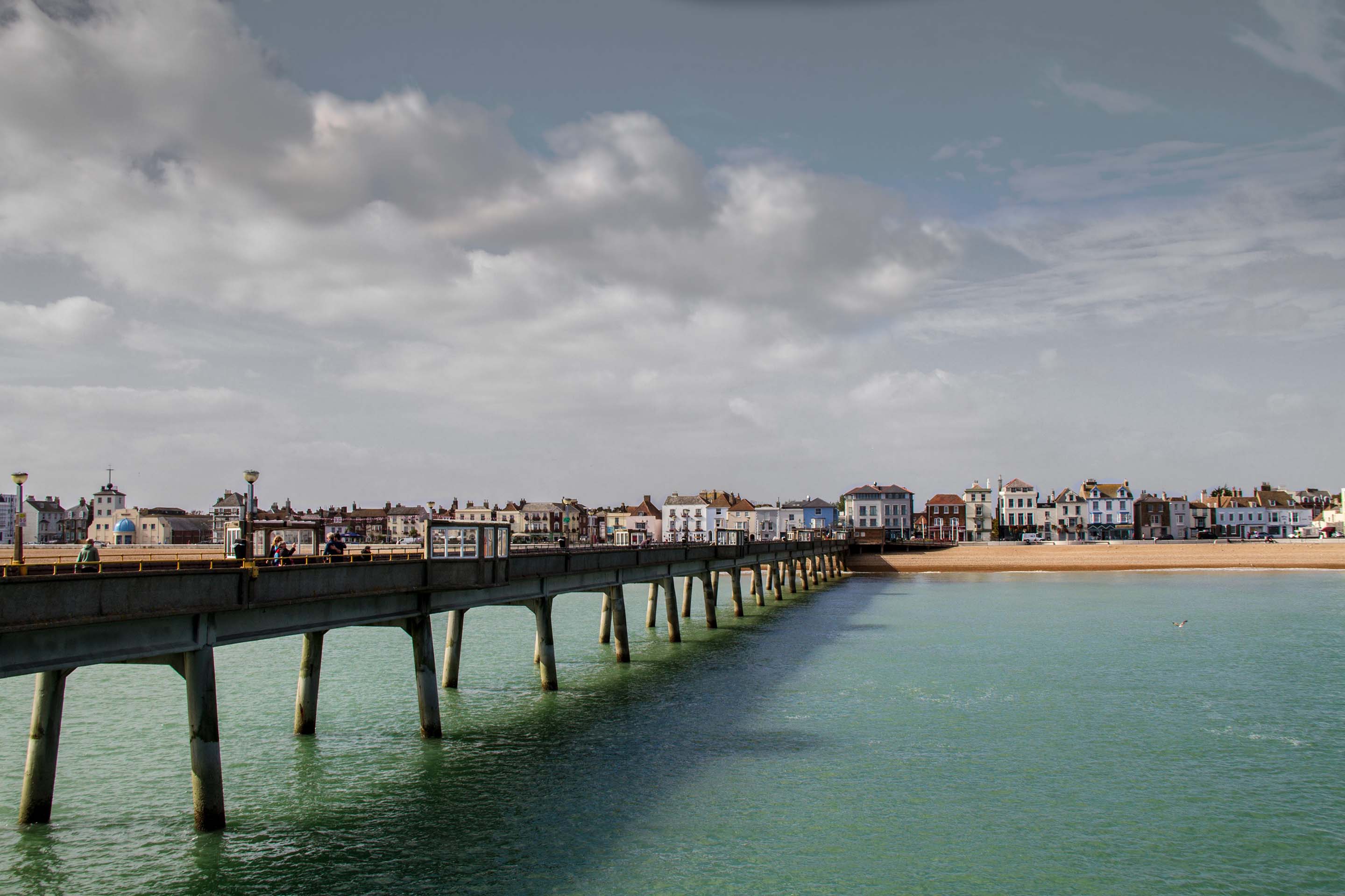 a long bridge over a body of water