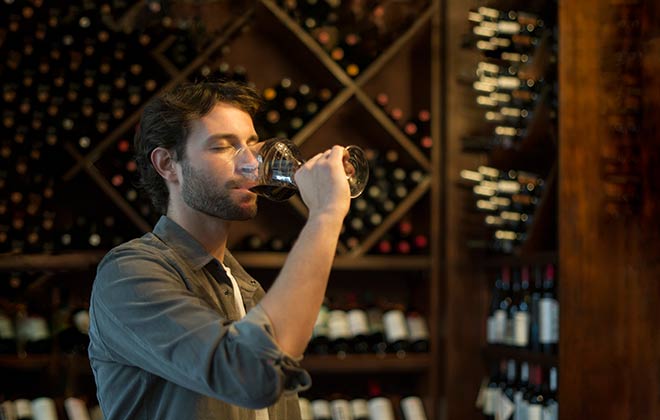 a person holding a glass of wine