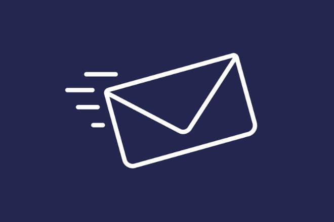 dark blue background with white email icon