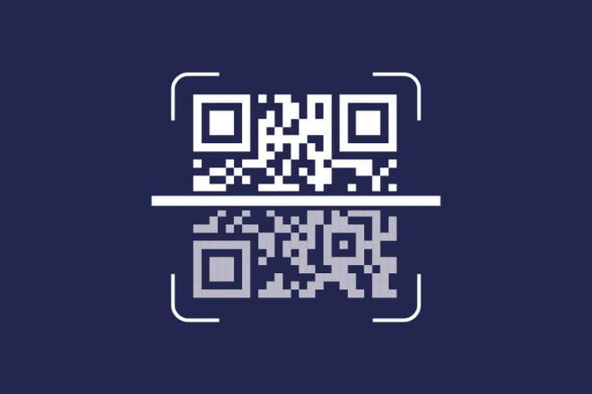 dark blue background with white barcode scan icon