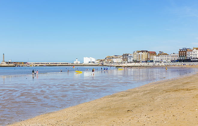 Margate beach in the sunshine