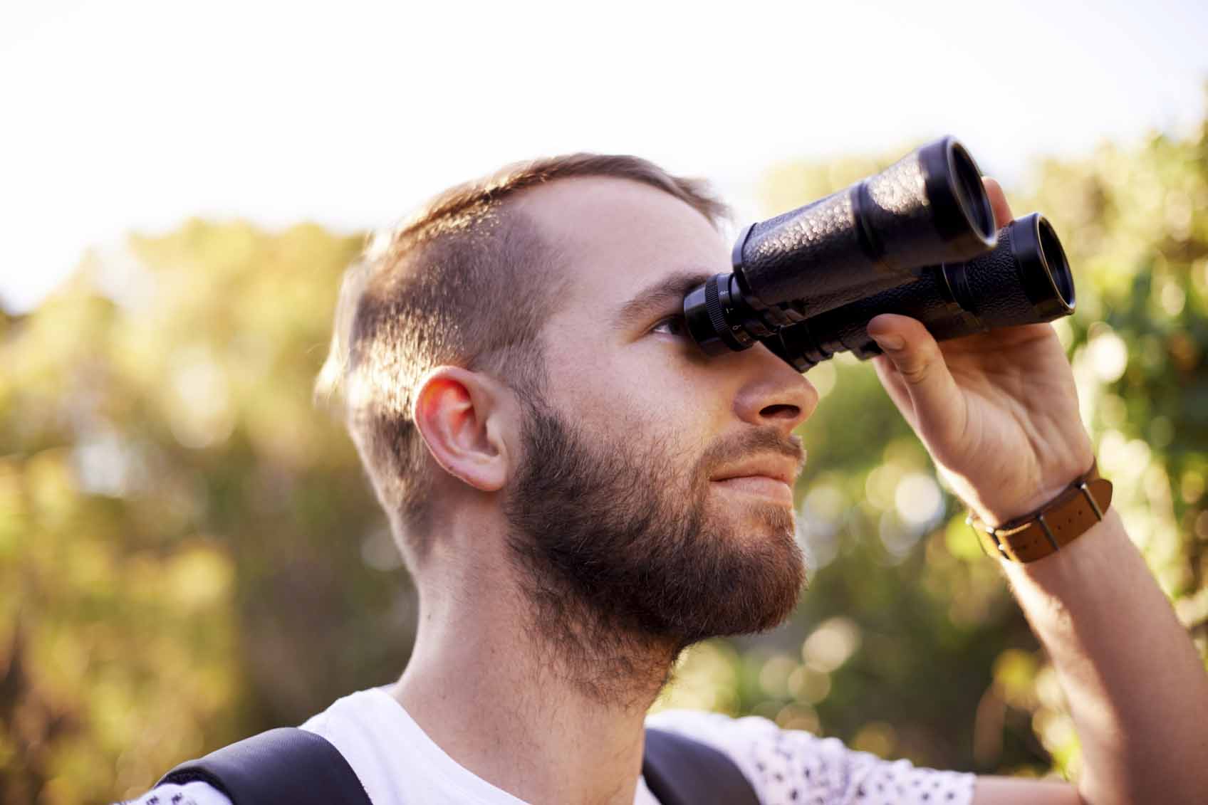 Man with binoculars