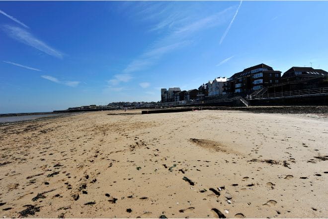 a close up of the sandy beach at St Mildred's Bay