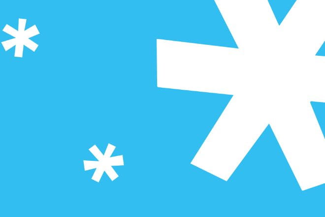 white snow graphic on blue background