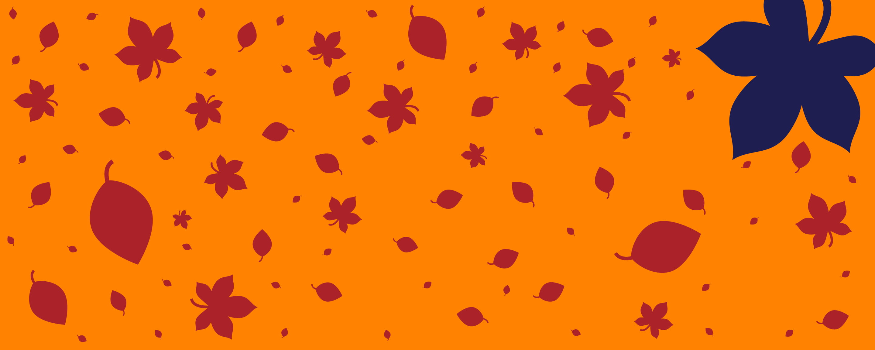 orange banner with brown leaf pattern