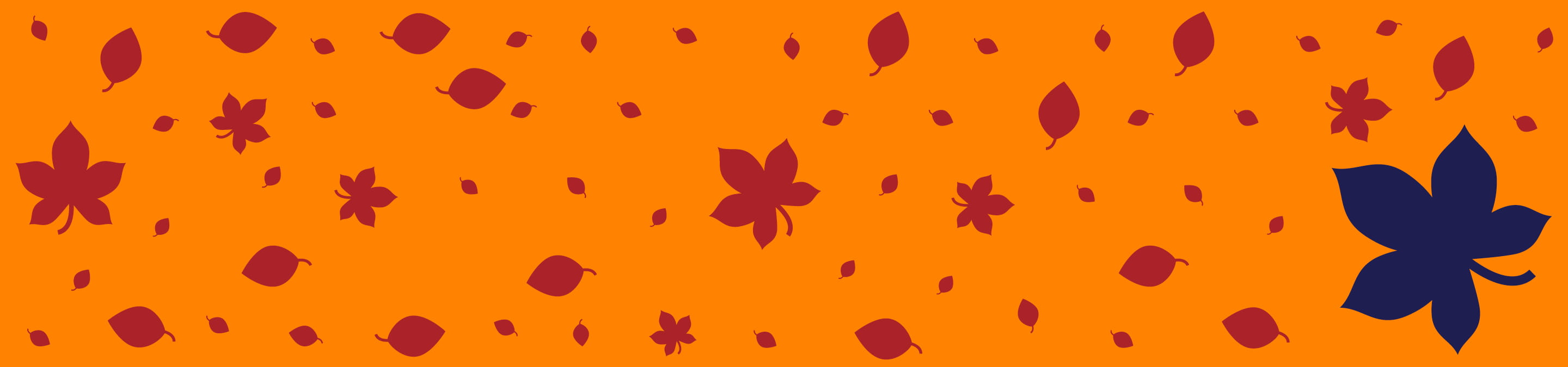 orange banner with brown leaf pattern