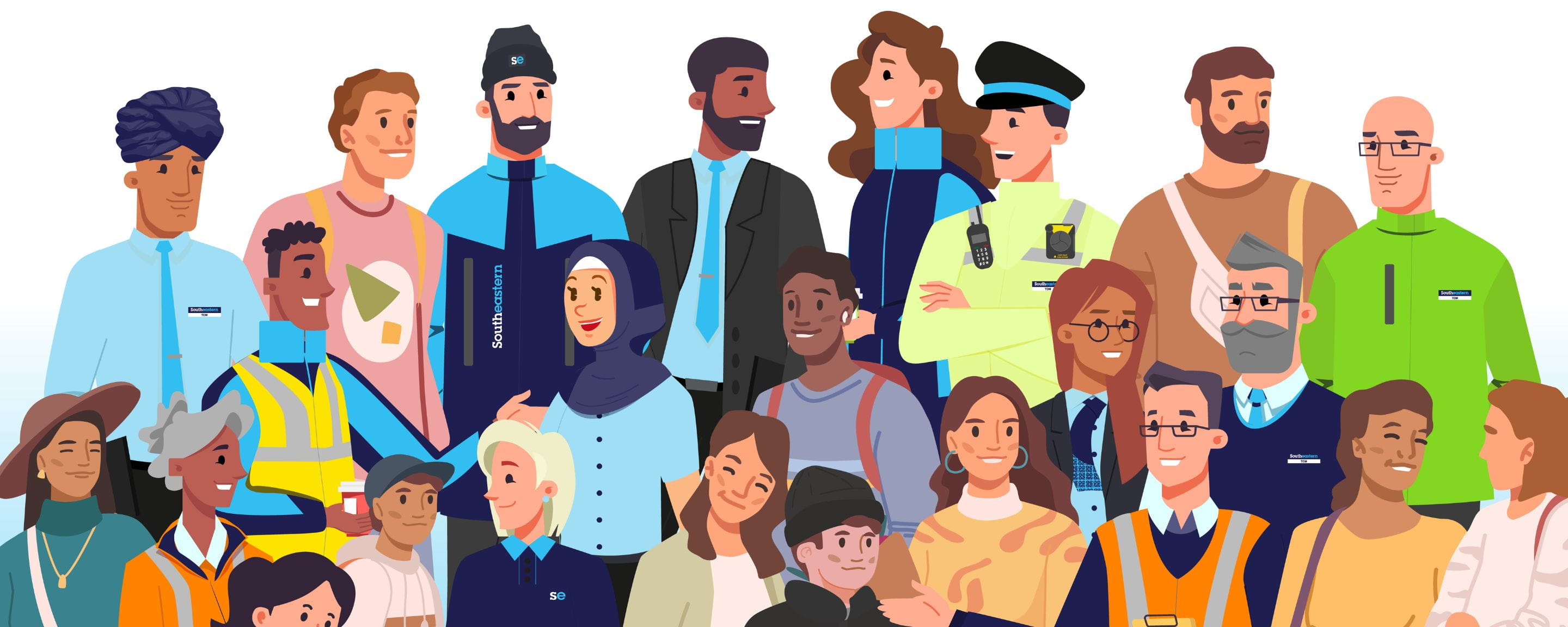 illustration of Southeastern staff and colleagues