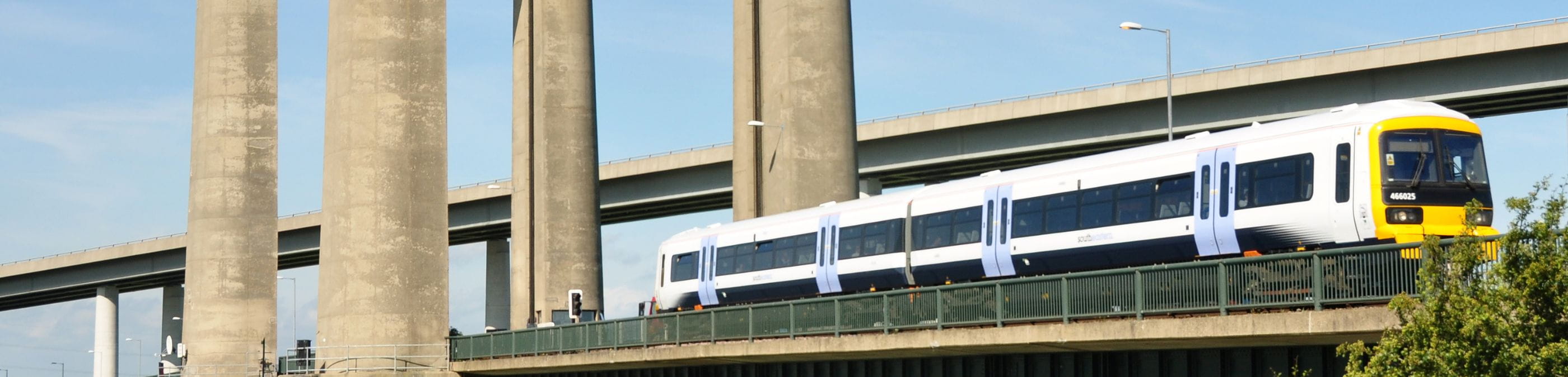 train travelling across Kingsferry bridge