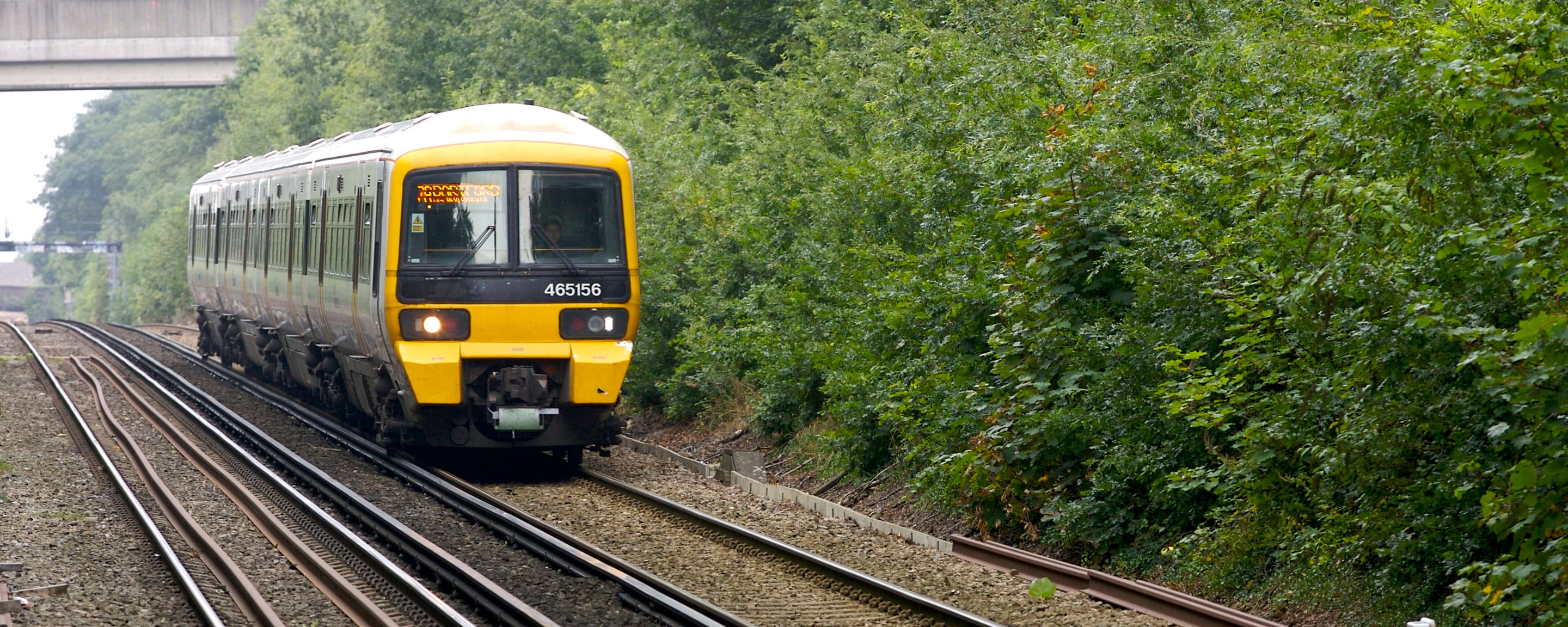 Train travelling on track