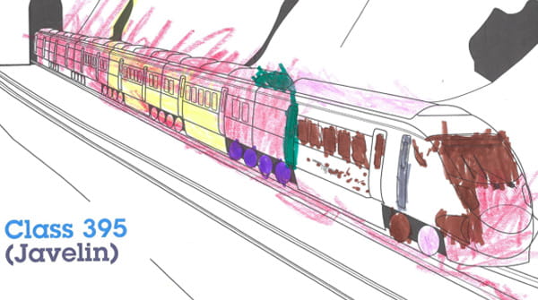 Colouring in of a Class 395 train