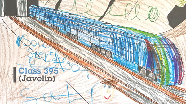 Coloured in picture of a class 395 train by Eleanor Backway
