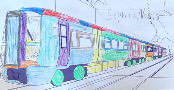 Coloured in picture of a class 465 train by Sophia Norris 