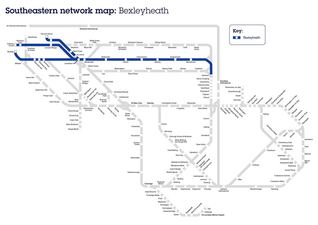 Map of Bexleyheath line, route and stations