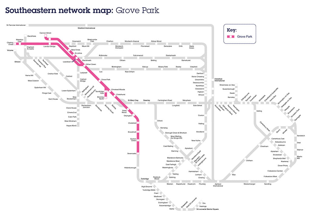 Map of Grove Park line, route and stations
