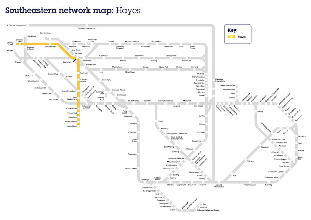 Map of Hayes line, route and stations