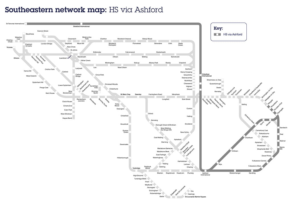 High Speed via Ashford line, route and stations