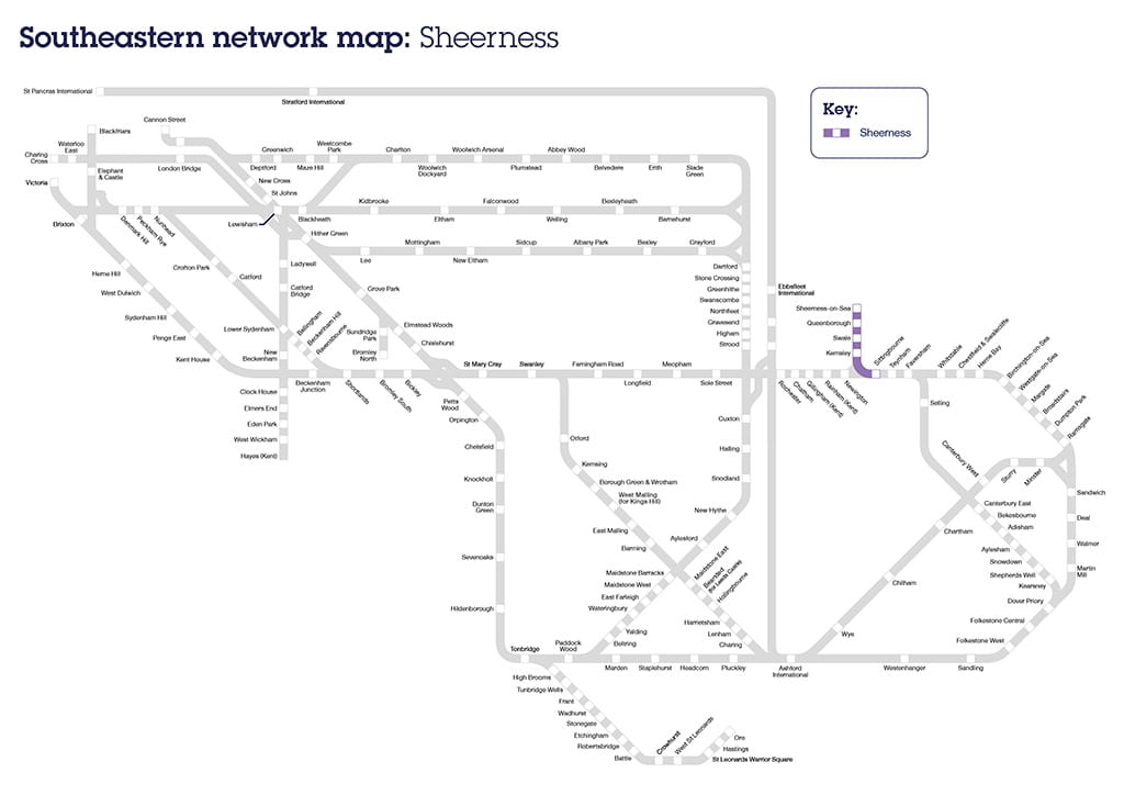 Map of Sheerness line, route and stations