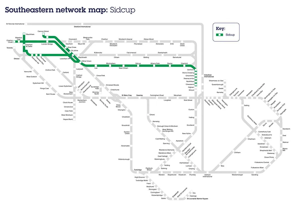Map of Sidcup line, route and stations