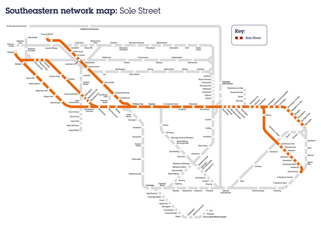 Map of Sole Street line, route and stations