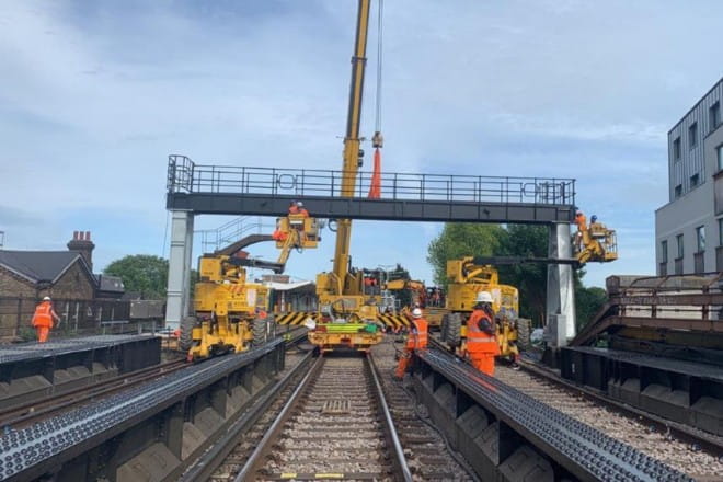 Engineers working on train signalling