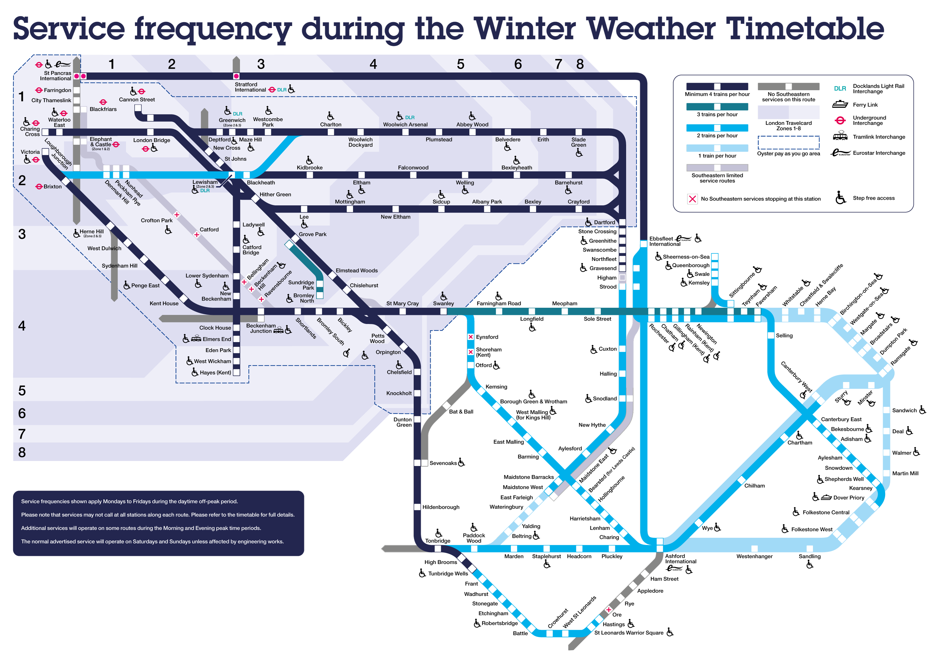 Service frequency during the Winter Weather Timetable
