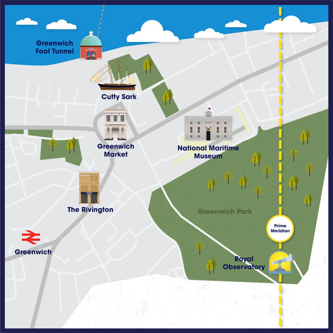 Attraction map of Greenwich