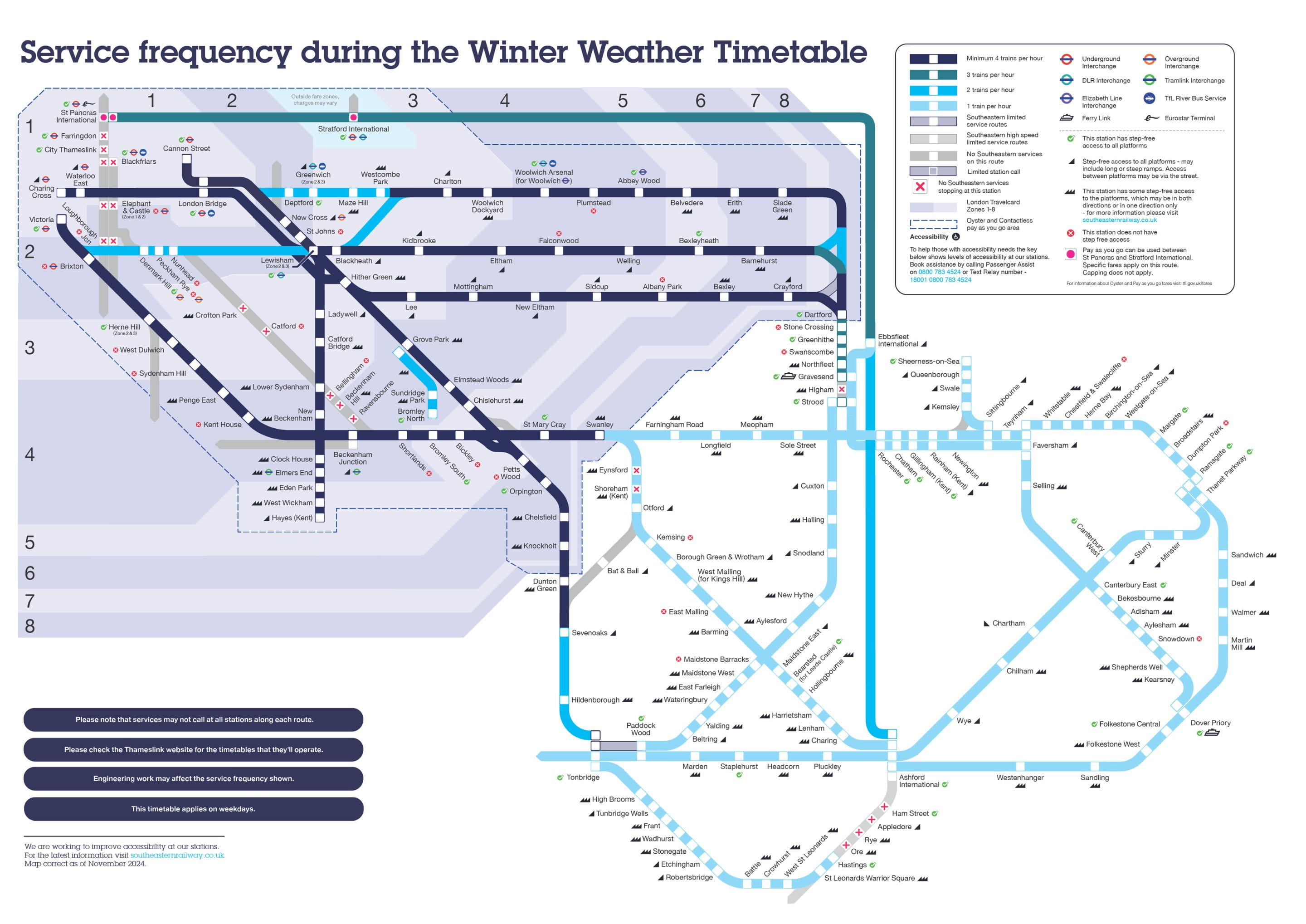 Winter Weather Timetable Frequency Map