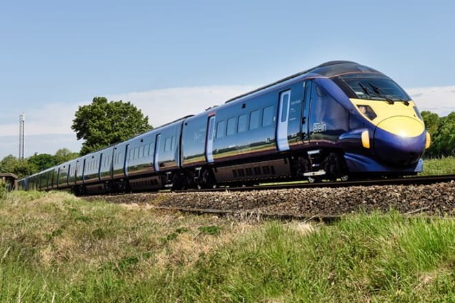 Southeastern train travels through countryside