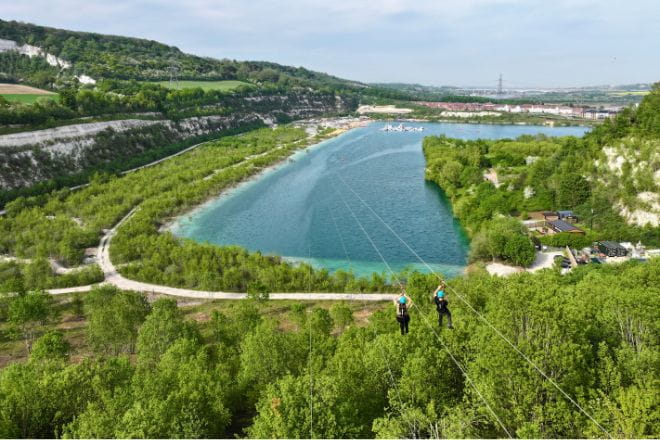 Zip line across a lake