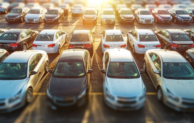 a car parked in a parking lot