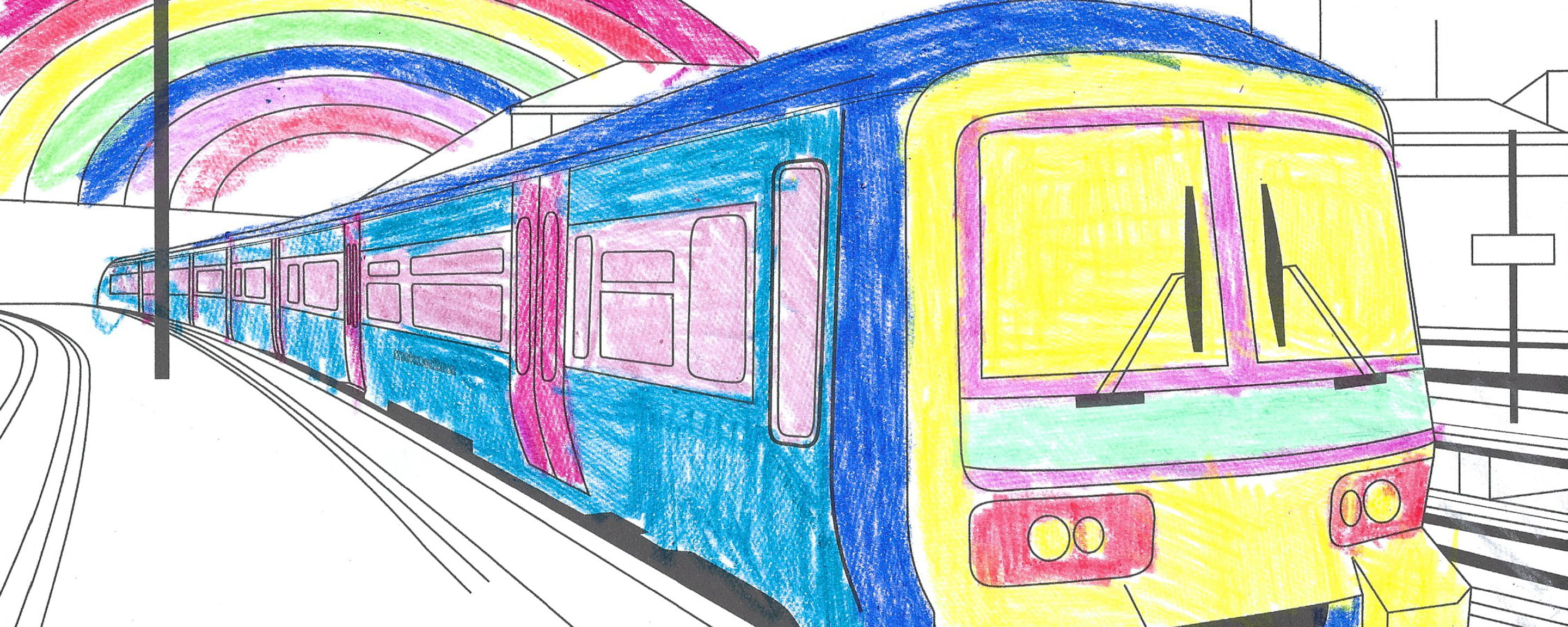 Coloured in picture of a train