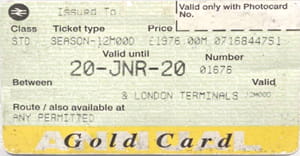 Gold card season ticket